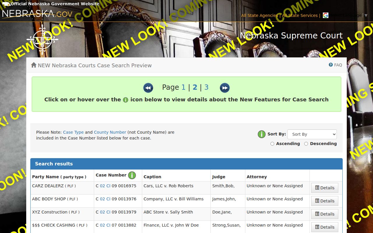 Johnson County case lookup JUSTICE result columns and case coding