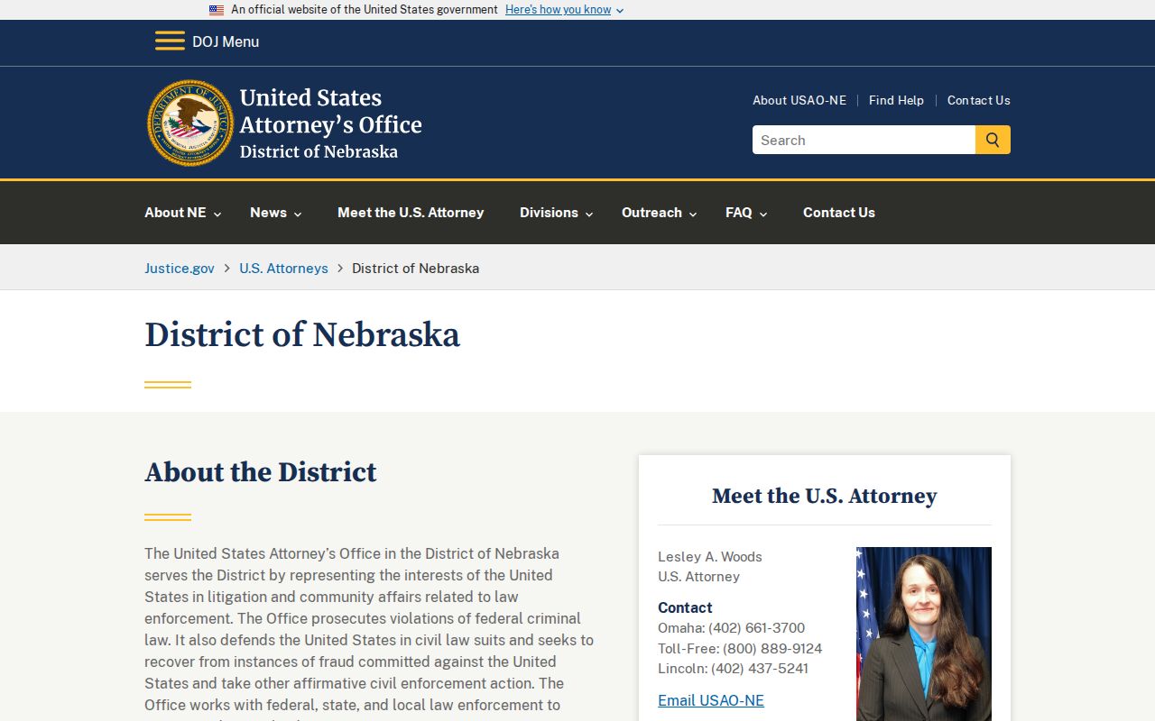 Crab Orchard court docket comparison image of the official United States Attorney's Office for Nebraska