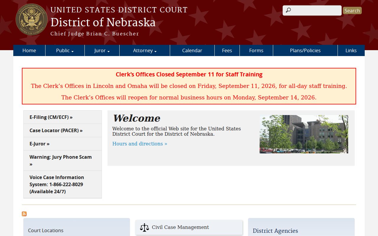 Elk Creek court docket comparison image of the official United States District Court for the District of Nebraska