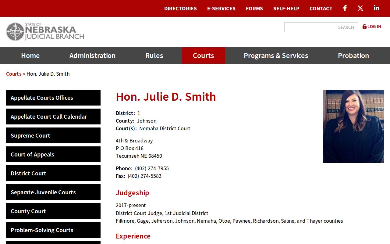 Johnson County court docket district judge official profile