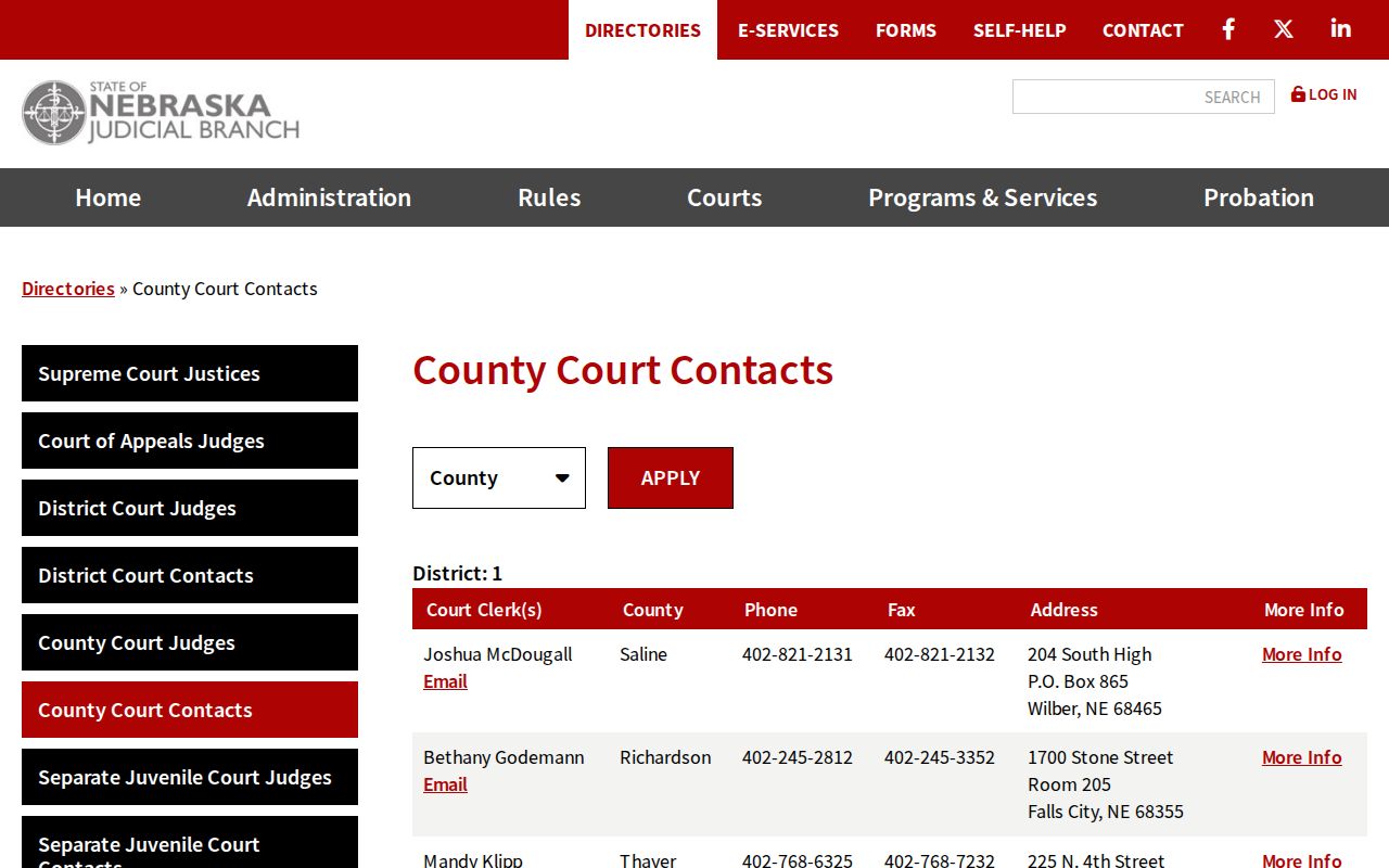 Johnson County court docket county court clerk contact directory