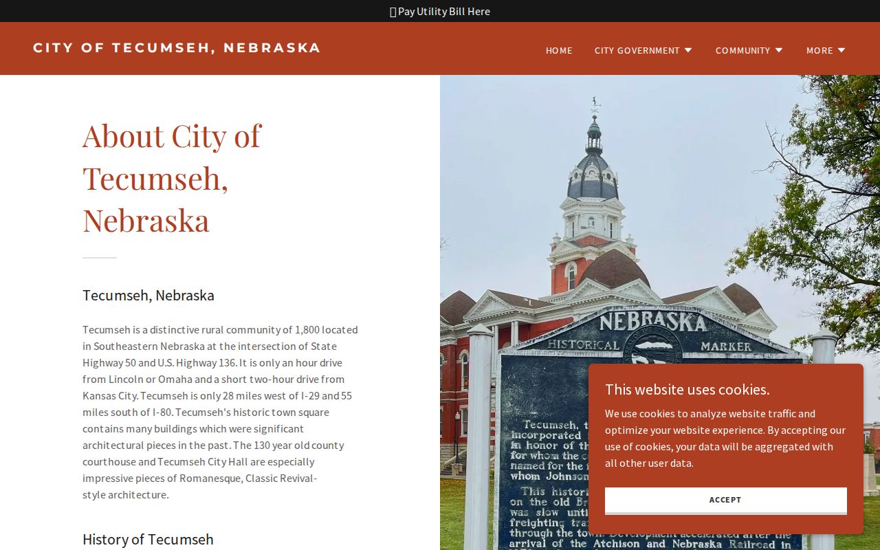Tecumseh court docket context from the official Tecumseh history and courthouse information