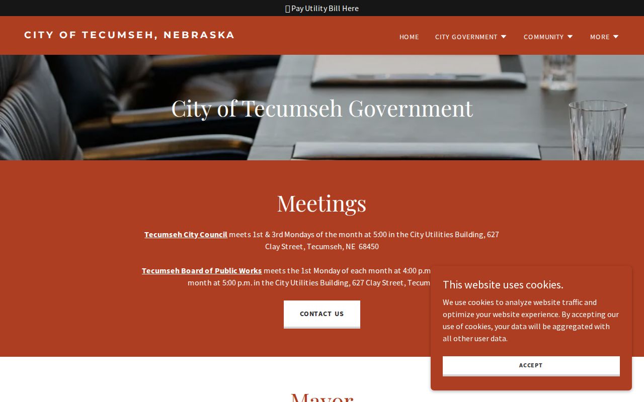 Tecumseh court docket research image of official city government meetings and contact information