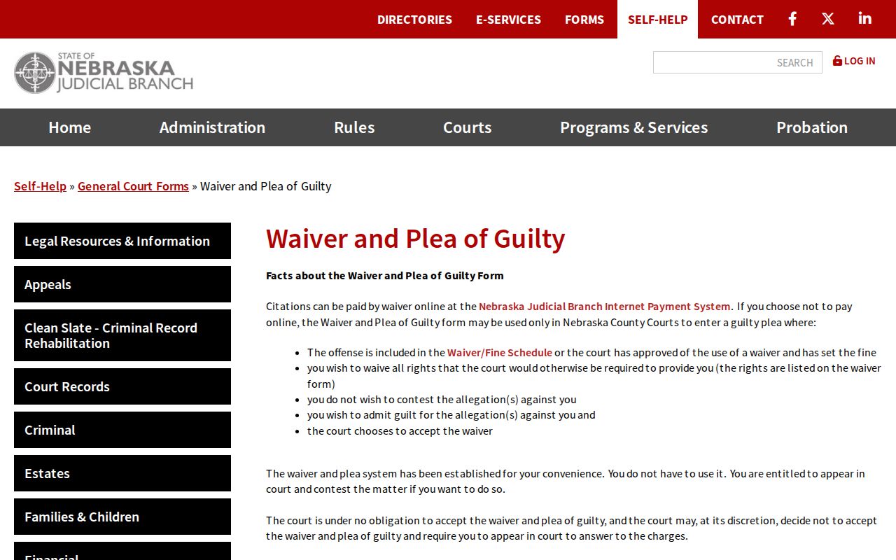 Johnson County traffic ticket official waiver and guilty plea information